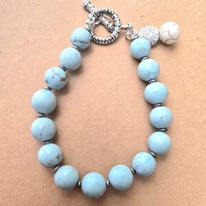 Elegant Silver and Blue Beaded Bracelet